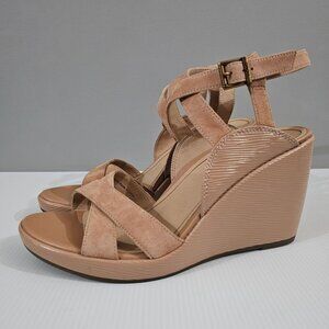 NEW Vionic Bonita Wedge Women 11 Macaroon Tan Suede Leather Orthotic Sandal